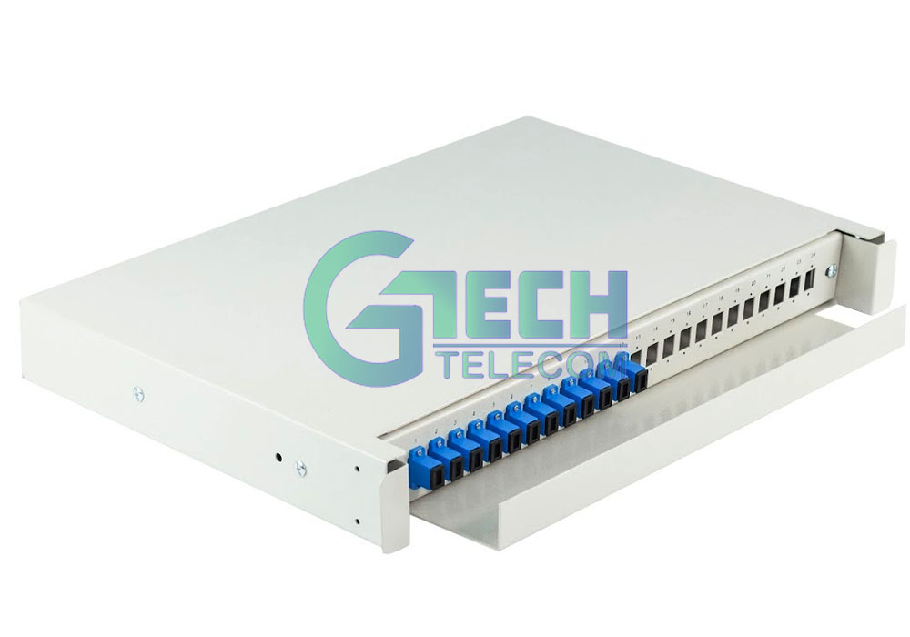 Hộp phối quang ODF 12Fo lắp rack khay trượt chuẩn SC/UPC