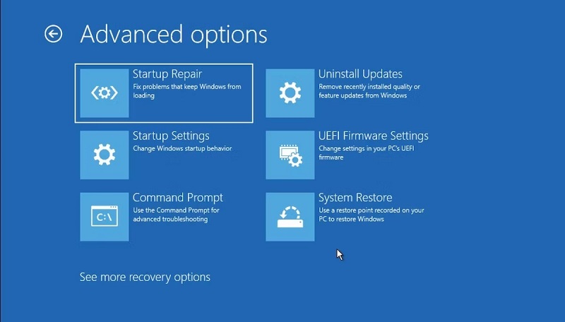 Advanced Options trên Windows