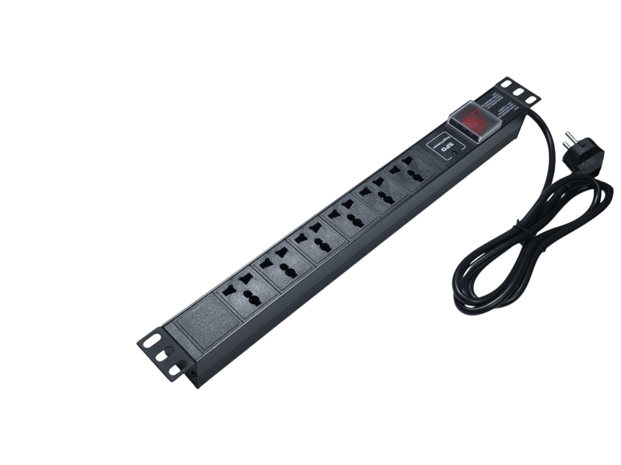 Thanh nguồn PDU 6 ổ chống sét ( SPD Surge Protector ) 1U gắn rack 19"