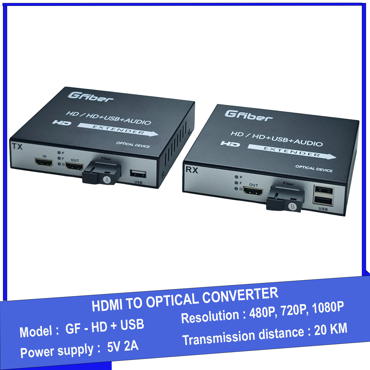 Bộ kéo dài HDMI sang cáp quang có cổng USB cổng quang SC