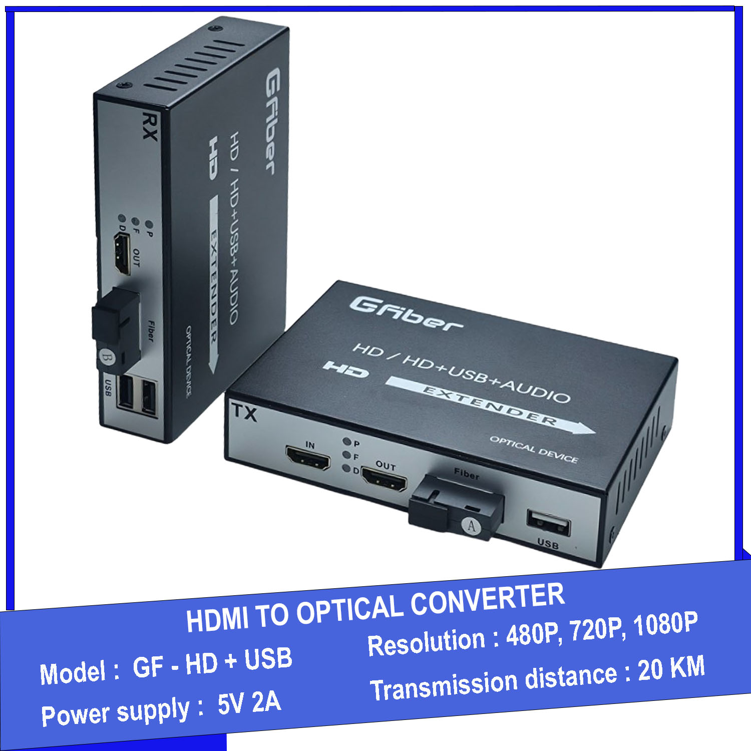 Bộ kéo dài HDMI sang cáp quang có cổng USB cổng quang SC