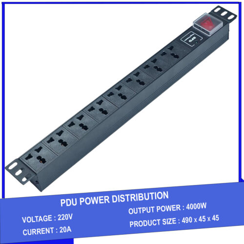 Thanh nguồn PDU 8 ổ chống sét ( SPD Surge Protector ) 1U gắn rack 19"