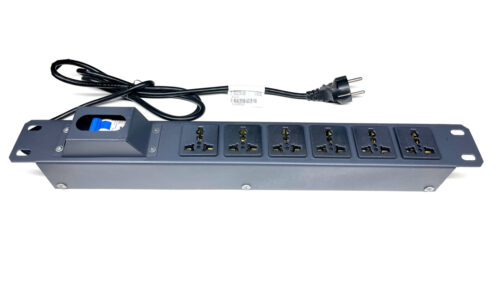 Ổ cắm điện, Thanh nguồn PDU 6 ổ chống sét ( SPD Surge Protector ) 1U gắn rack 19" cứng cáp