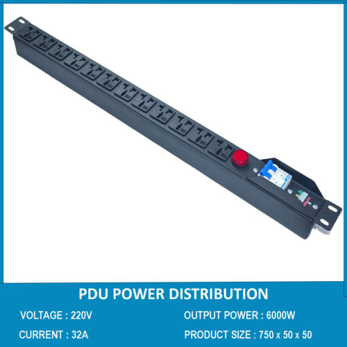 Ổ cắm điện, Thanh nguồn PDU 12 ổ đa dụng có APTOMAT MCB 32A dây dài 1.5M