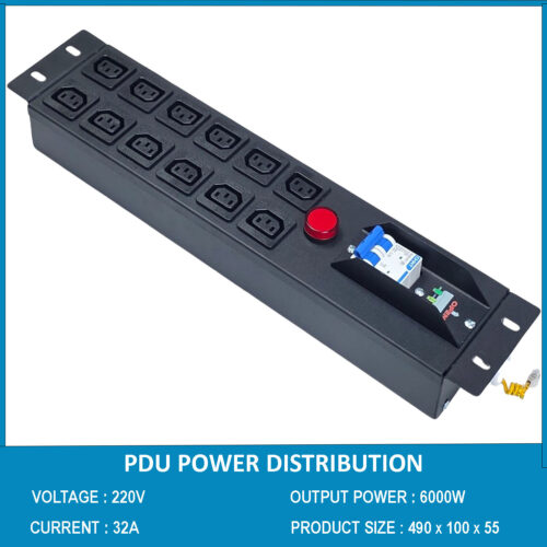 Ổ cắm điện, Thanh nguồn PDU 12 ổ cắm chuẩn C13 2U gắn rack 19″