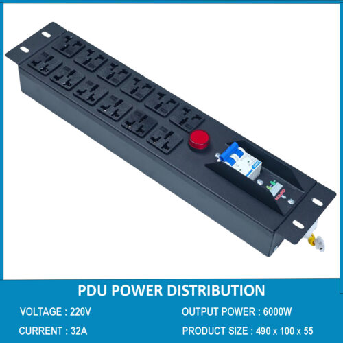 Ổ cắm điện, Thanh nguồn PDU 12 ổ cắm đa dụng có MCB 2U gắn Rack 19"