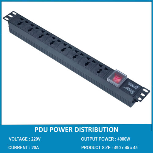 Ổ cắm điện, Thanh nguồn PDU 8 ổ cắm đa dụng 1U gắn rack 19″