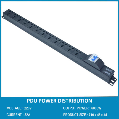 Ổ cắm điện, Thanh nguồn PDU 12 ổ đa dụng 1U có APTOMAT MCB