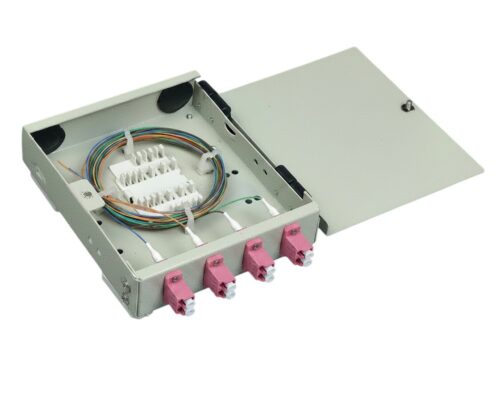 Hộp phối quang ODF 4FO gắn tường bằng sắt Multimode LC/UPC OM4