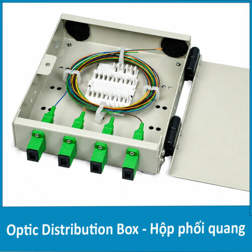 Hộp phối quang ODF 4FO gắn tường bằng sắt Singlemode SC/APC
