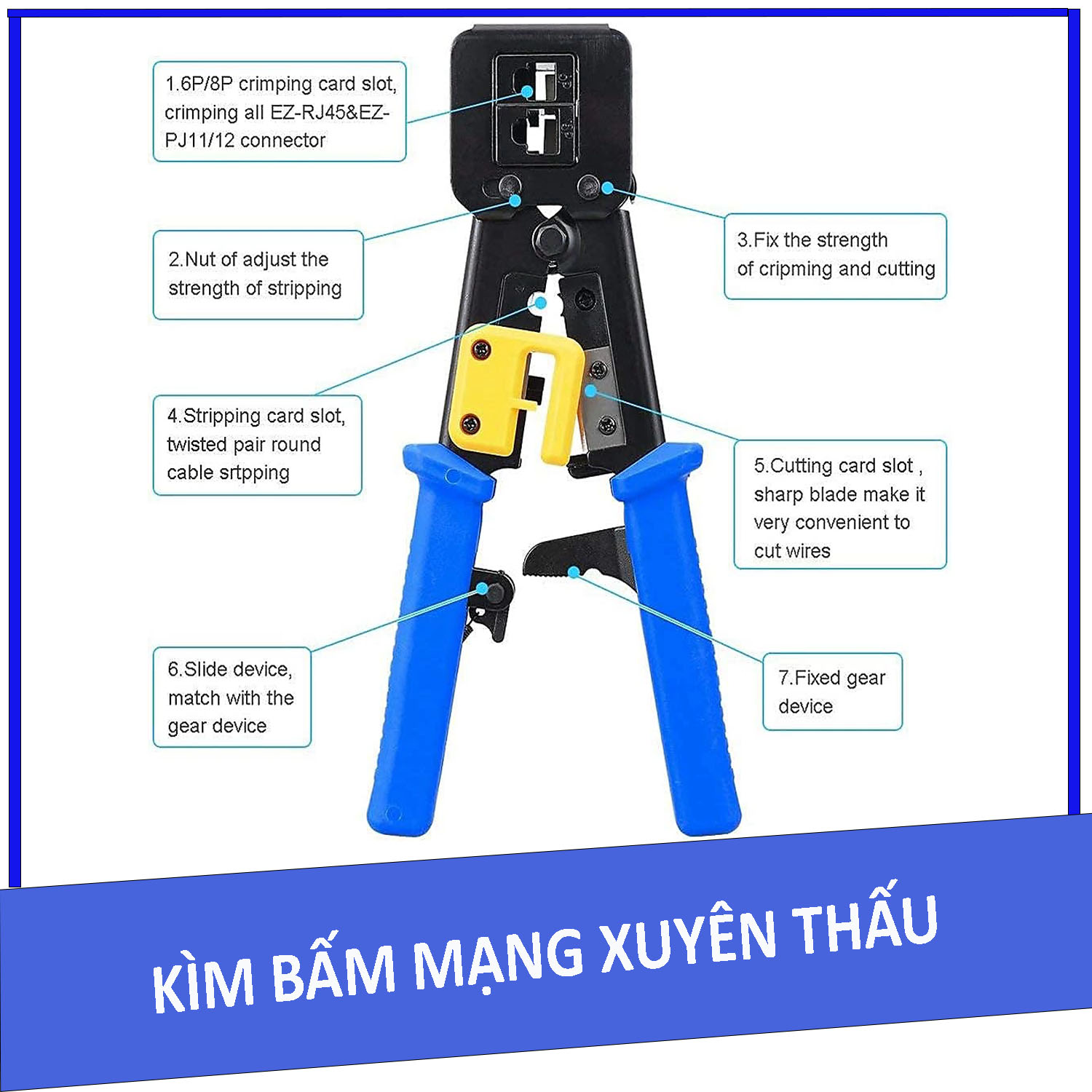 Kìm bấm mạng xuyên thấu RJ45, RJ11